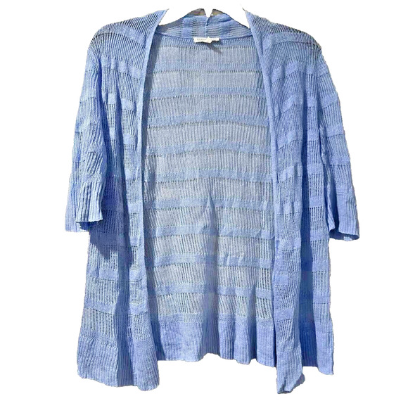 EILEEN FISER Women Cardigan 100% Linen Short Sleeve Blue Size XS A001424 - Picture 1 of 6